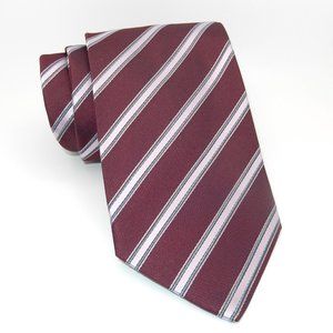 Hugo Boss / Men's Designer 100% Silk Necktie / Burgundy & Grey / L-58" x W-3.5"